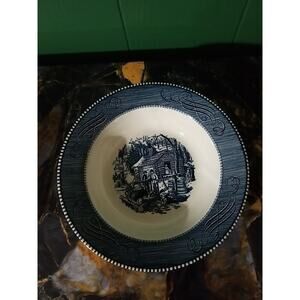 Vintage Currier and Ives 9” Round Serving Bowl Maple Sugaring Royal China